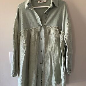 Sage Green Button-Up Shirt Dress